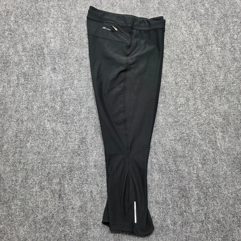Nike Dri-FIT Cropped Running Leggings Women's Medium Black Back Zipper Pocket